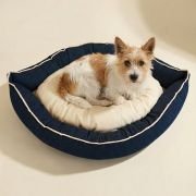 medium size boat dog bed for small dogs with denim fabric