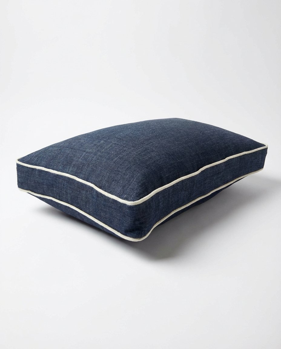 chew resistant dog bed showing denim cover and waterproof cushion