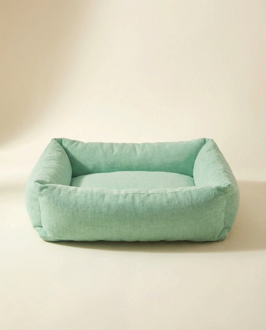 classic bolster dog bed with raised square bolster sides