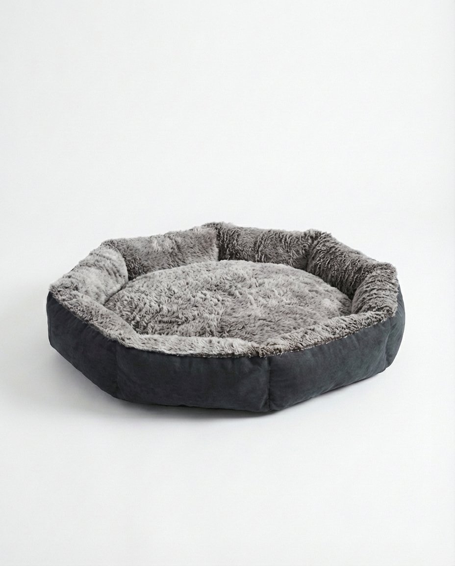 Faux Fur Dog Bed With Removable Pillow