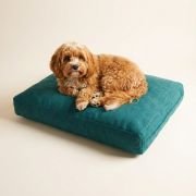 jute dog bed cover with distinctive woven texture and hidden zipper
