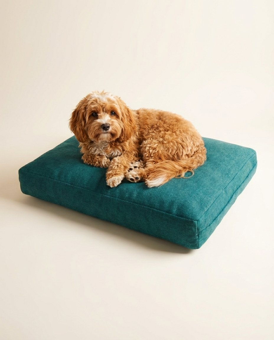 jute dog bed cover with distinctive woven texture and hidden zipper