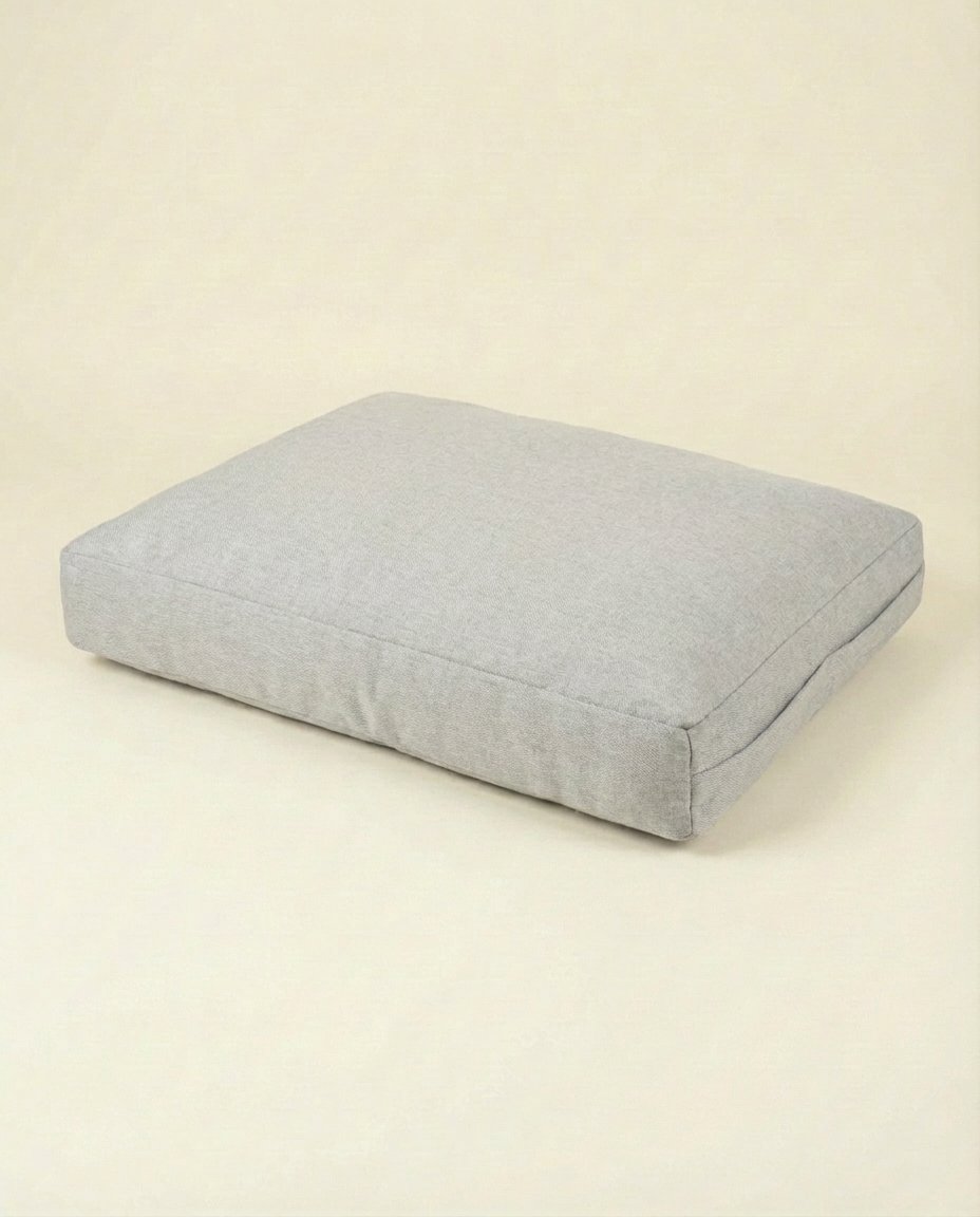 chewproof dog bed with jute cover grey