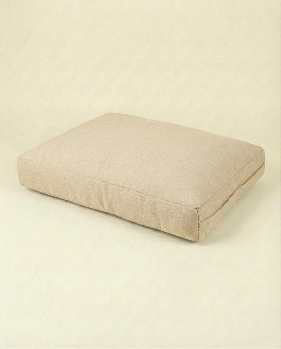 chewproof dog bed with jute cover beige