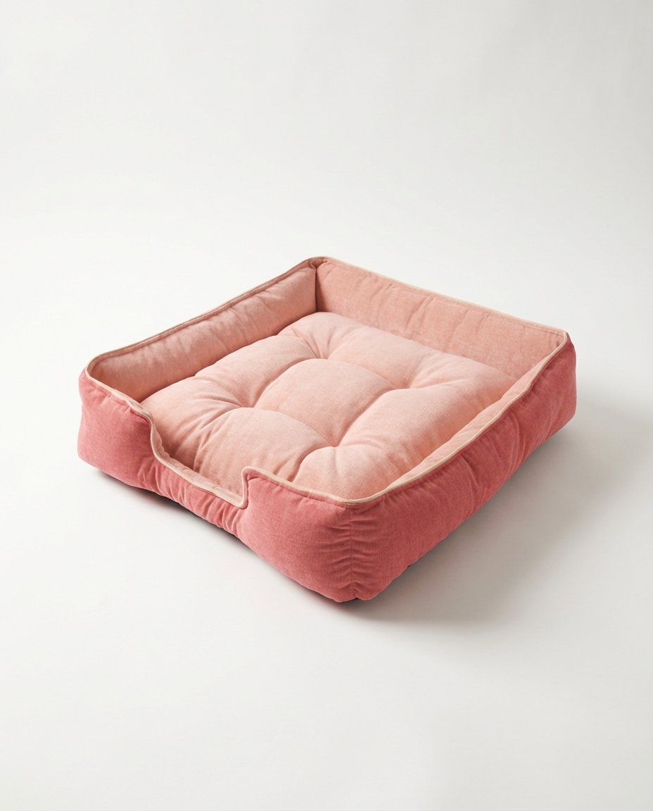 lounger dog bed with three side bolster design and open front entrance