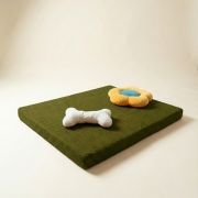 chew toys on orthopedic dog bed