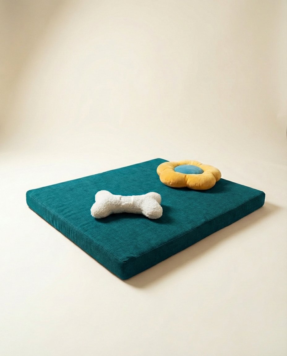 chew toys on orthopedic dog bed