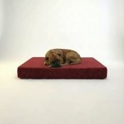Large dog resting on memory foam orthopedic dog bed