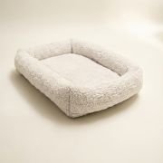 machine washable crate mat with snow white sherpa top