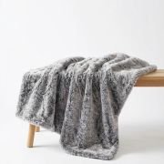 fur blanket in wolf grey with faux fur top and velvet backing