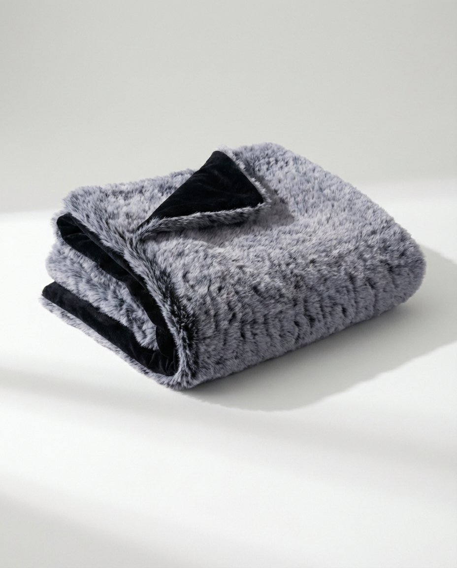 large fur blanket showing three layer construction