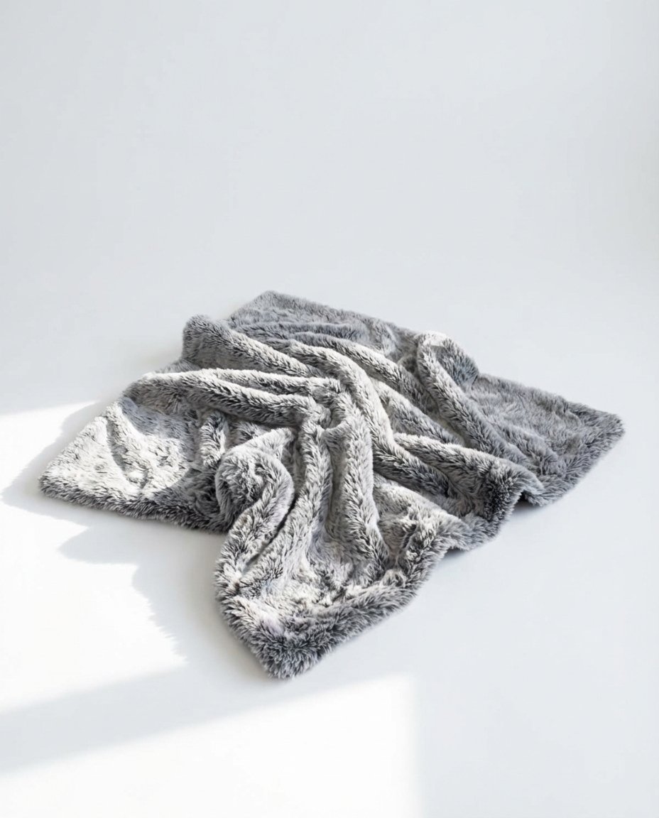 fur blanket in wolf grey