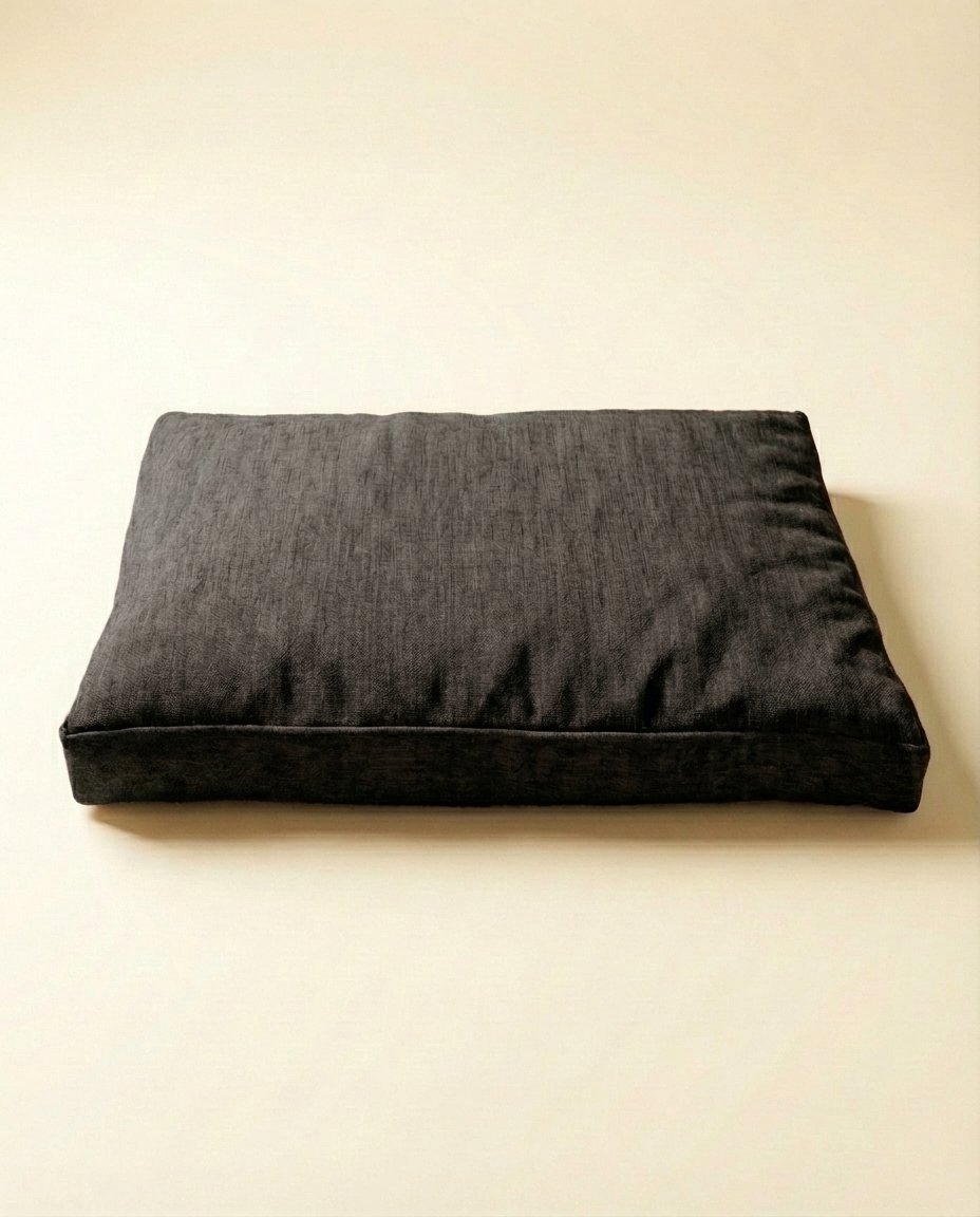 chew resistant dog bed with removable cover grey